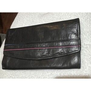 Barganza Genuine Leather Organizer Black Wallet Classic Womens One Size Boho